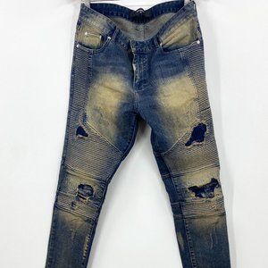 Represent Jeans 32 Rust Denim Biker Skinny Distres